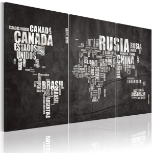 Tablou - Map of the World (Spanish language) - triptych