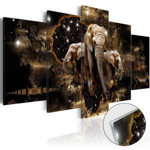 Tablou pe sticlă acrilică - Brown Elephants [Glass]