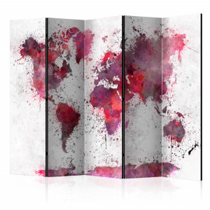 Paravan - World Map: Red Watercolors II [Room Dividers]