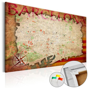 Tablou din plută - Map of Barcelona [Cork Map]