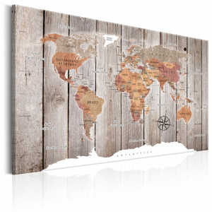Tablou - World Map: Wooden Stories