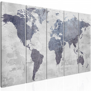 Tablou - Concrete World Map (5 Parts) Narrow
