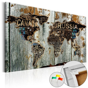 Tablou din plută - Wooden Border [Cork Map]
