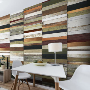 Fototapet - Rainbow-colored wood tones