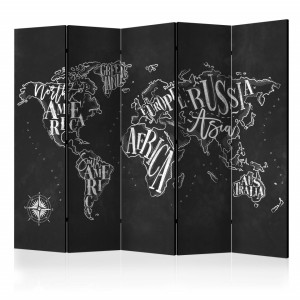 Paravan - Retro Continents (Black) II [Room Dividers]