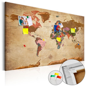 Tablou din plută - World Map: Brown Elegance [Cork Map]