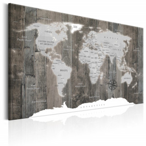 Tablou - World Map: Wooden World