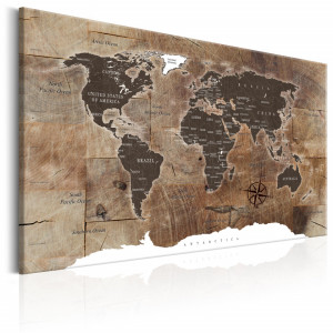 Tablou - World Map: Wooden Mosaic