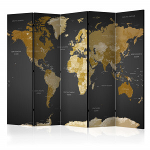 Paravan - Room divider - World map on dark background