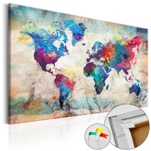 Tablou din plută - World Map: Colourful Madness [Cork Map]