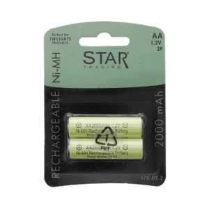 Star Trading Laddningsbart batteri för solcellslampor AA 1,2V 2000mAh 2p 478-02-2 Replace: N/A