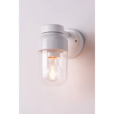 Ifö Ohm Wall Vägglampa LED E27 Vit 100/210 Klarglas IP44 8371-510-10 Replace: N/A