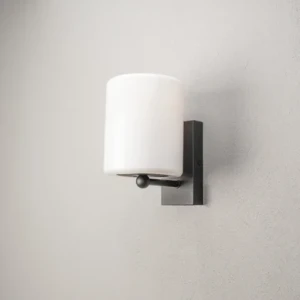 Konstsmide Portici Vägglampa Svart E27 Glöd Opalt plastglas 7356-752 Replace: N/A