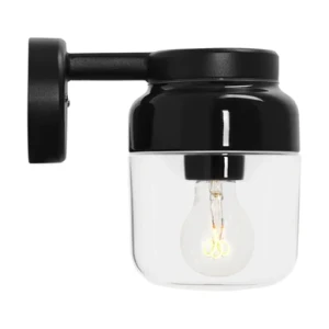 Ifö Ohm Wall Vägglampa LED E27 Svart 140/205 Klarglas IP44 8382-510-16 Replace: N/A