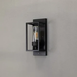Konstsmide Trani Vägglykta Skymningsrelä Svart E27 Glöd Klart glas 7353-750 Replace: N/A