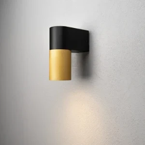 Konstsmide Temi Vägglampa ned LED GU10 Svart/guld med Klart glas 7666-758 Replace: N/A