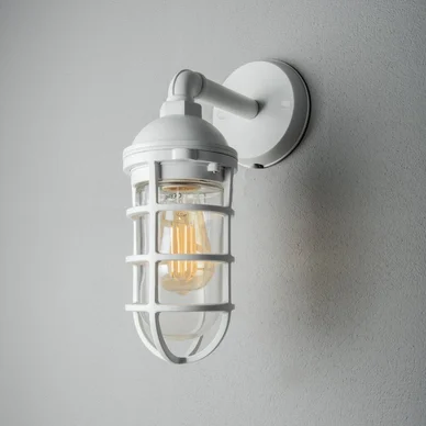 Konstsmide Olbia Vägglampa Vit E27 Glöd Klart glas 7355-250 Replace: N/A