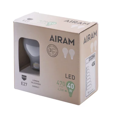 AIRAM Lampa E27 LED 5W 2700K 470 lumen 2-pack 4713769 Replace: N/A
