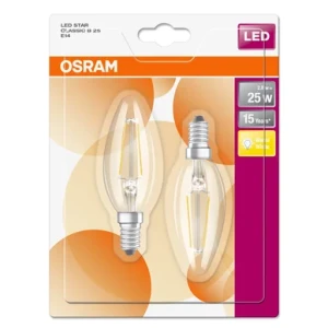 OSRAM Kronlampa E14 LED 2,5W 2700K 250 lumen 2-pack 4052899415355 Replace: N/A