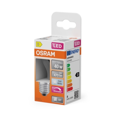 OSRAM LED Klot 40 Dim Klar 3,4W 840 E27 4099854444661 Replace: N/A