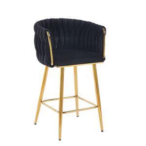 PROMOCJA Hoker velvet czarny złoty stelaż H7-FX (G)