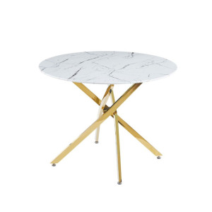 PROMOCJA Stół biały marmur/złoty 100x100 ST19-FX