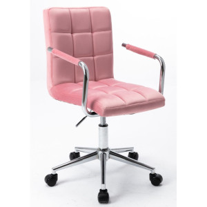 PROMOCJA Fotel obrotowy velvet różowy N-15