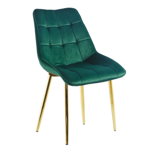 PROMOCJA Krzesło velvet zielone / złote nogi J262-1