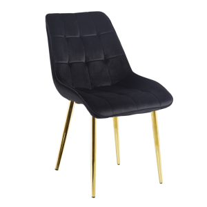 PROMOCJA Krzesło velvet czarne / złote nogi J262-1