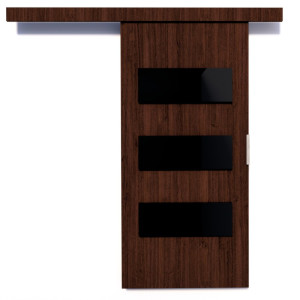 Drzwi przesuwne naścienne ARES 86 Wenge/Czarny Lacobel ADRK