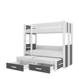 Łóżko piętrowe trzyosobowe ARTEMA 180x80 Biały/Antracyt ADRK