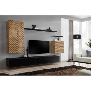 PROMOCJA Meblościanka Switch II wotan/czarny ASM