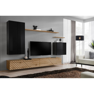 PROMOCJA Meblościanka Switch II czarny/wotan ASM