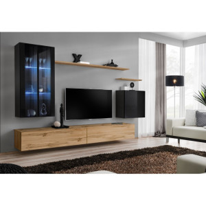 PROMOCJA Meblościanka Switch XII czarny/wotan SW12 ASM