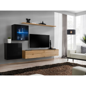 PROMOCJA Meblościanka Switch XV czarny/wotan SW15 ASM