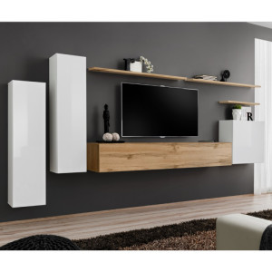 PROMOCJA Meblościanka Switch I ASM Dąb wotan/Biały
