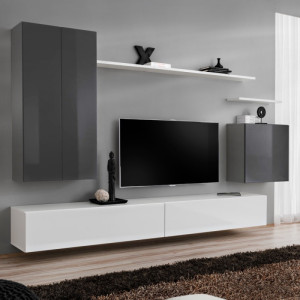 PROMOCJA Meblościanka Switch II ASM Biały połysk/Grafit