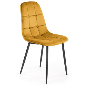 Krzesło tapicerowane K417 velvet Halmar Żółty/Czarny