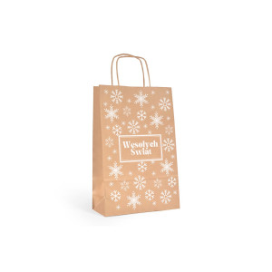 Torba papierowa biała 240x100x360mm ŚNIEŻYNKI
