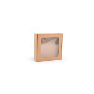 Karton fasonowy z okienkiem 160x160x40mm brązowy