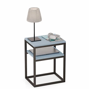 Stolik nocny z półka loft Indri Plus - Niebieskie - YRKE