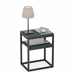 Stolik nocny z półka loft Indri Plus - Zielony - YRKE