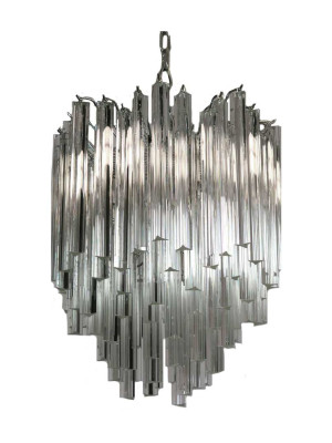 Murano Lysekrone - Triedri - 92 prismer - Gjennomsiktig Blank krom