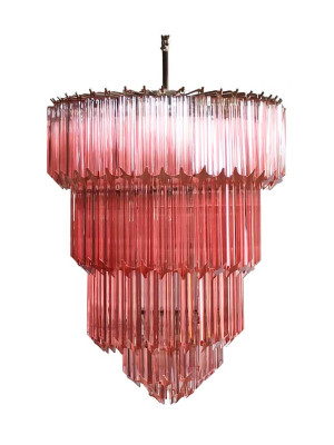 Murano-lysekrone 112 prismer Rosa Kromblank