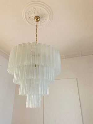 Murano-lysekrone 78 rï¿½r Opal silke Blank krom