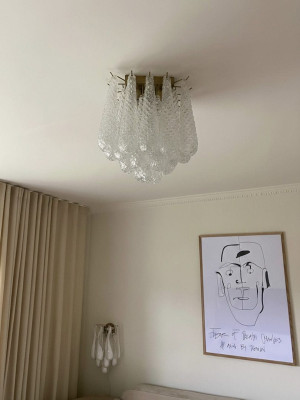 Murano taklampe Drï¿½pe 32 glass Gjennomsiktig Krom patinert
