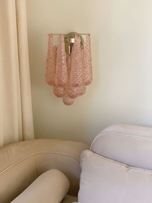 Murano Vegglampe Drï¿½pe Rosa Krom blank