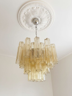 Murano-lysekrone 36 rï¿½r Klar ravfarget Kromblank