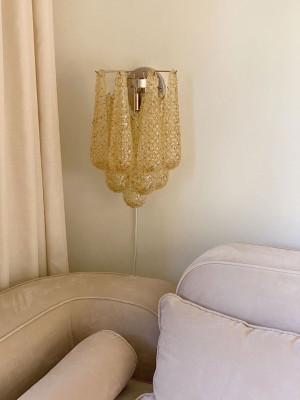 Murano - Vegglampe - Drï¿½pe - Ravfarget Krom blank