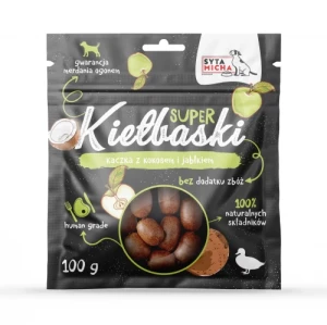 Syta Micha Kiełbaski dla psa z kaczką, kokosem i jabłkiem 100g